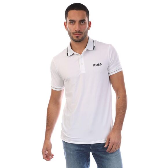 Boss Mens 4 Way Stretch Polo Shirt / Off White